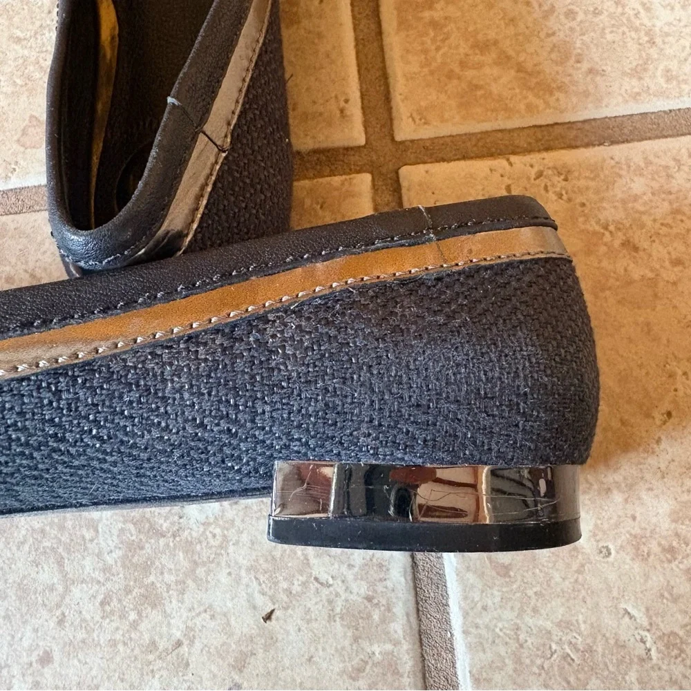 Tory Burch Georgia Square Toe Ballet Flat Silver/Black Logo